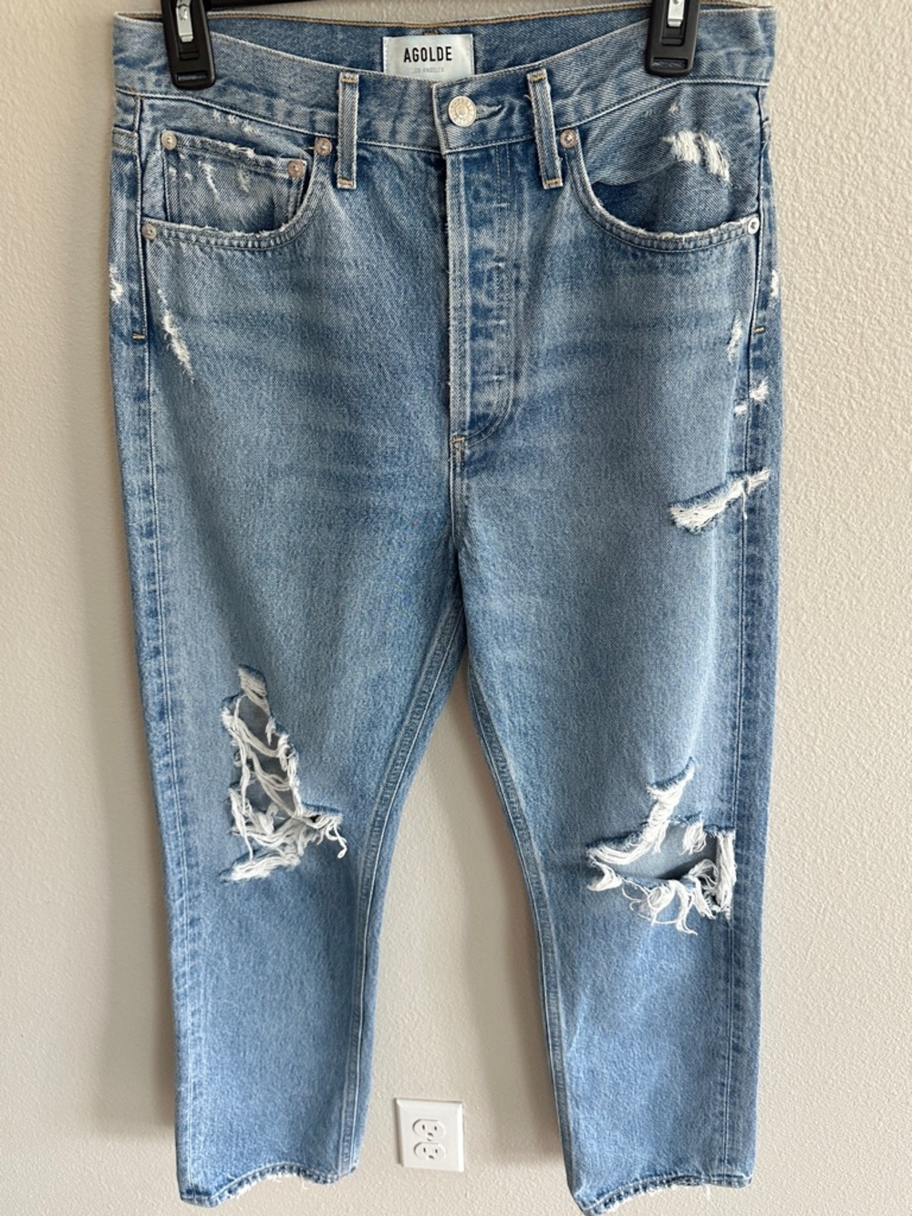 Agolde 90s Mid Rise Loose Fit Distressed Jeans in Fall Out 26
